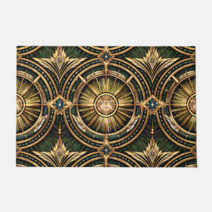 Paillasson Art Déco Soleil levant or et émeraude 