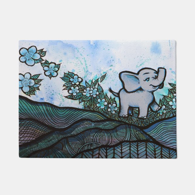 Paillasson Art d'éléphant floral (Devant)