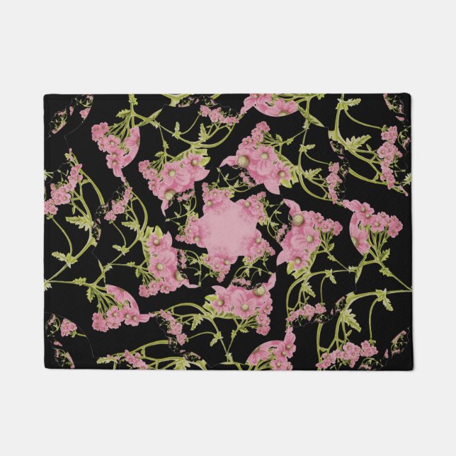 Paillasson Art fractal d'Achille rose et noir (Devant)