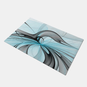 Paillasson Art fractal moderne gris anthracite abstrait bleu