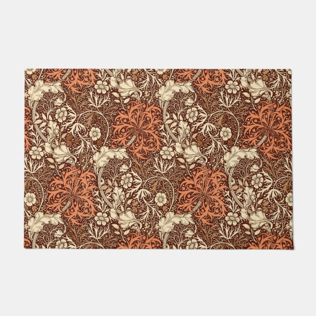 Paillasson Art Nouveau Algues Florales, Brown et rouilles (Devant)