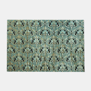 Paillasson Art nouveau, turquoise, or, motif, belle époque,