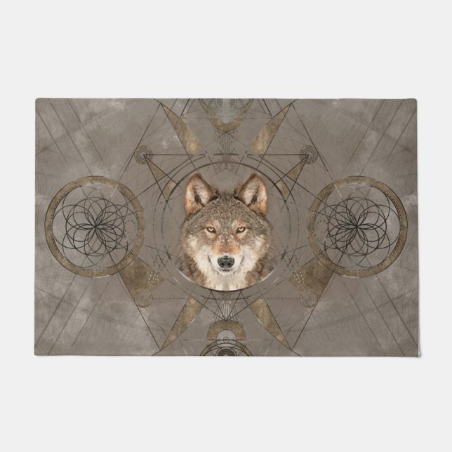 Paillasson Art numérique sacré de la géométrie de loup (Devant)