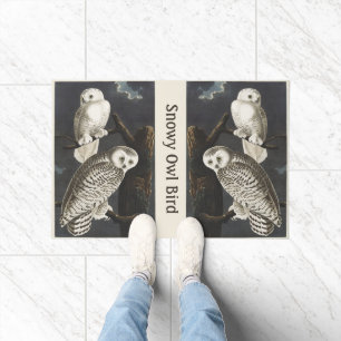 Paillasson Art oiseau de nuit vintage de la chouette blanche