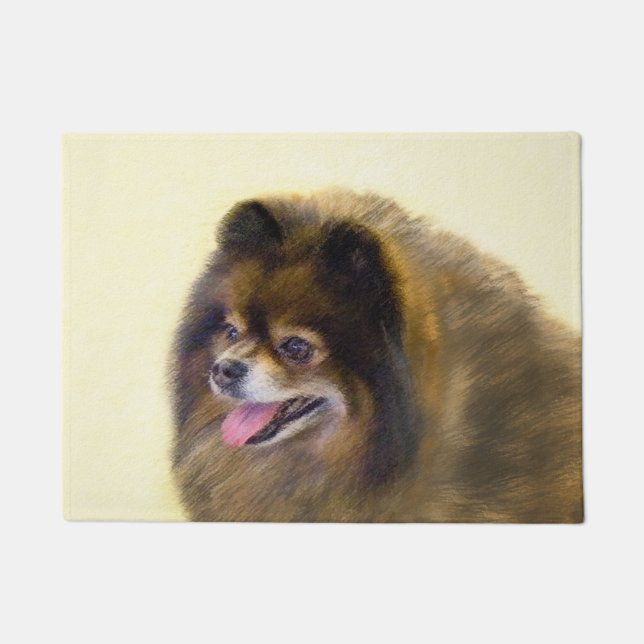 Paillasson Art original de chien de peinture noire et (Devant)