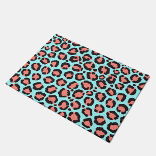 Paillasson Artsy Trendy Coral Mint Turquoise Leopard Poster d