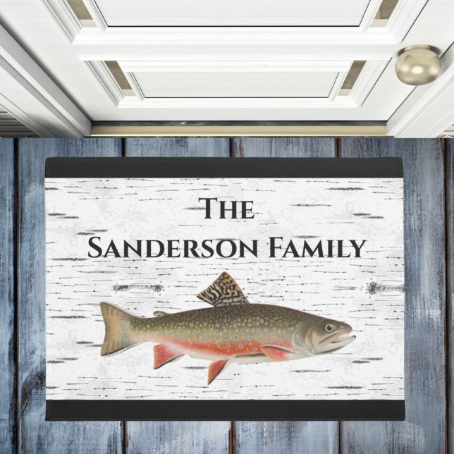 Paillasson Aspen rustique Bark Trout pêcheur Lake House (Créateur téléchargé)