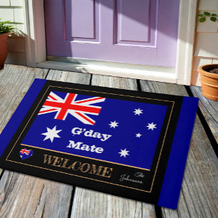Paillasson Australian Flag & G'day Mate mats, sport /Bienvenu