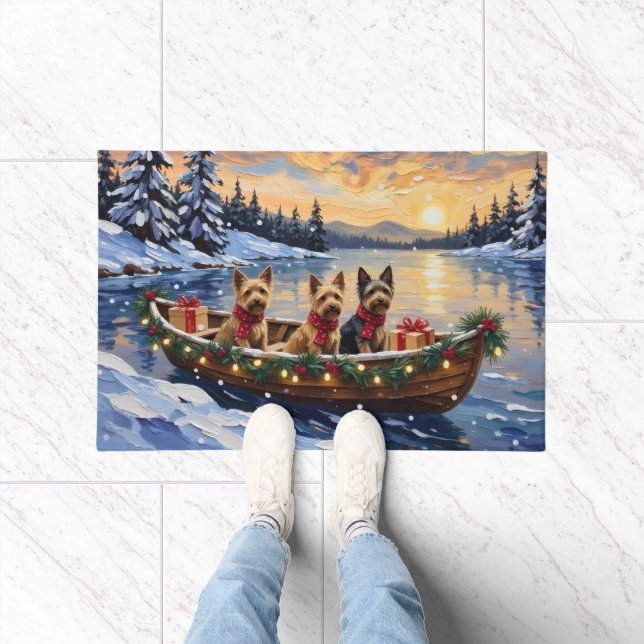 Paillasson Australian Terrier Christmas Boat Holiday (Intérieur)