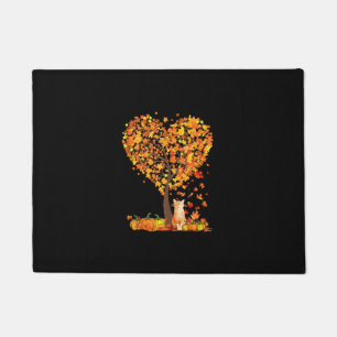 Paillasson Automne Amoureux des chats Automne Coeur Arbre Feu