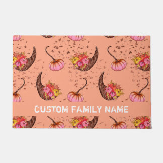 Paillasson Automne Automne Rose Citrouille Porte Mat