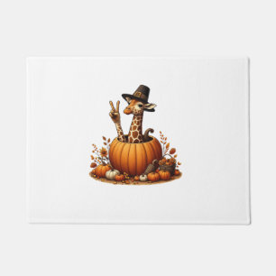Paillasson Automne Citrouille Automne Giraffe Thanksgiving Fe
