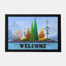 Automne Lake Island Bienvenue Porte Mat