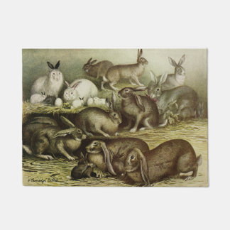 Paillasson avec groupe de lapins et de lapins vint