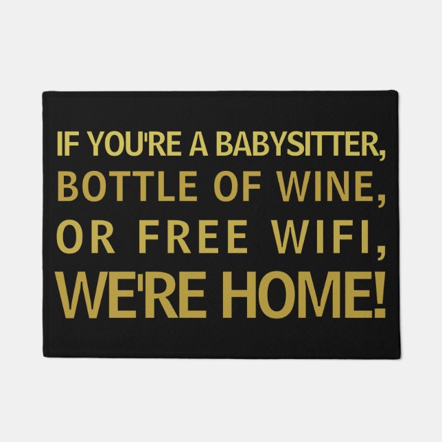 Paillasson Babysitter Bouteille de vin Wifi gratuit Nous somm (Devant)