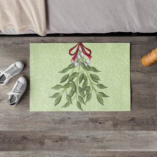 Paillasson Baies de Noël mignonnes (Simple Christmas holiday greenery mistletoe berries doormat)