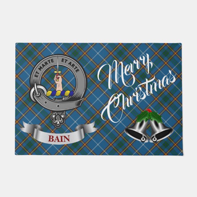 Paillasson Bain Badge & Tartan Cloches personnalisées en arge (Devant)