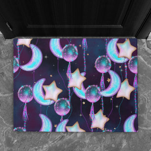Paillasson Ballons cosmiques   Blue Purple Moon Stars Planète