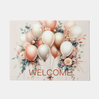 Paillasson Ballons Floraux Colorés Blanc Abricot Élégant Fête