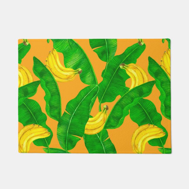 Paillasson Bananes et aquarelle feuille (Devant)