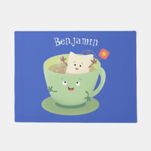 Paillasson Bande dessinée de la tasse de thé mignonne humour