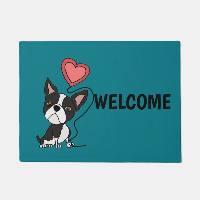 Paillasson Bande dessinée drôle d'amour de Boston Terrier (Devant)