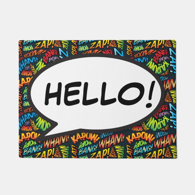 Paillasson Bande dessinée personnalisée Art HELLO (Devant)