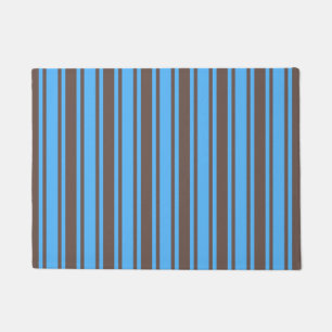 Paillasson Bandes de bonbons Brown et bleues