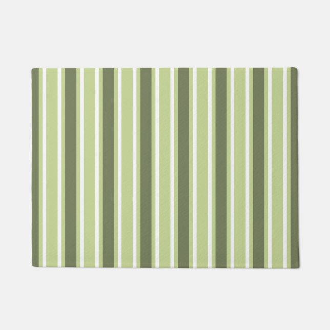 Paillasson Bandes de bonbons d'olive et blanc (Devant)