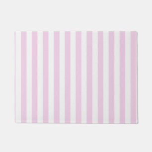 Paillasson Bandes de bonbons rose pâle et blanc