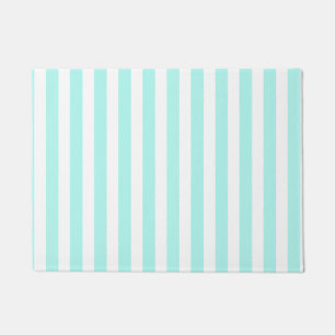 Paillasson Bandes de bonbons turquoise et blanche