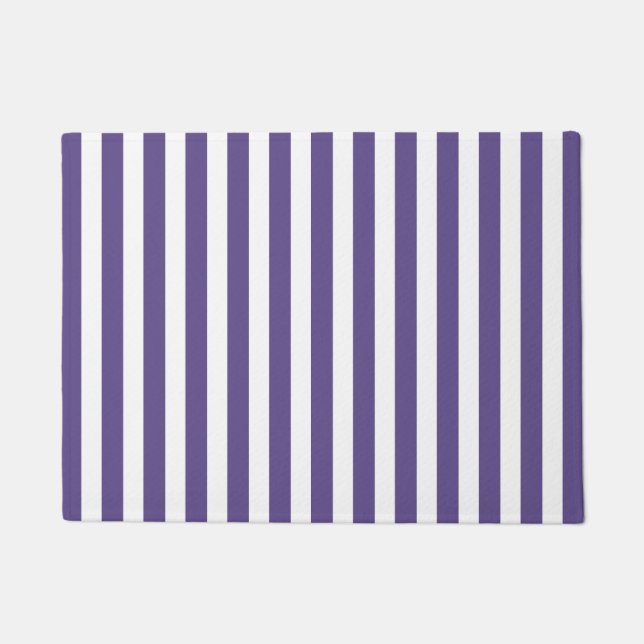 Paillasson Bandes de bonbons ultra violettes et blanches (Devant)