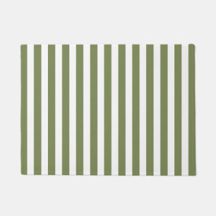 Paillasson Bandes de bonbons vert olive et blanc