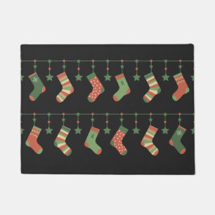 Paillasson Bas de Noël rouge vert brun garland