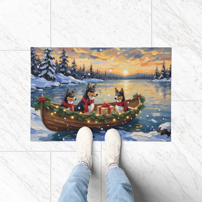 Paillasson Basenji Christmas Boat Holiday (Intérieur)