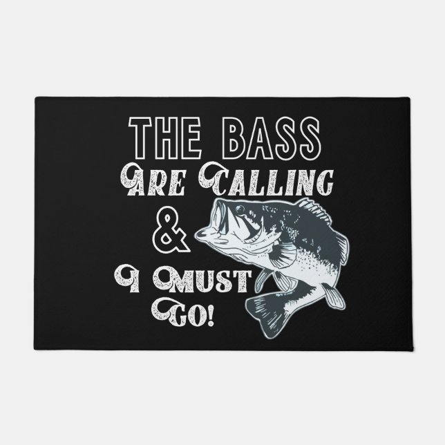 Paillasson Basse à grande bouche amusant Citation de pêche Bi (Devant)