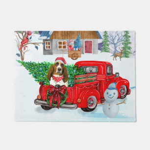 Paillasson Basset Hound chien dans la livraison de Noël Camio