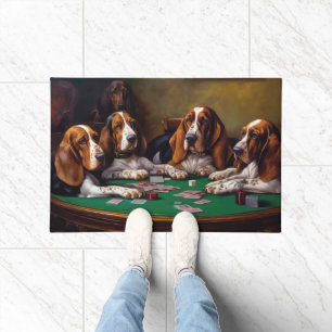 Paillasson Basset Hound Chiens Jouer Poker Art