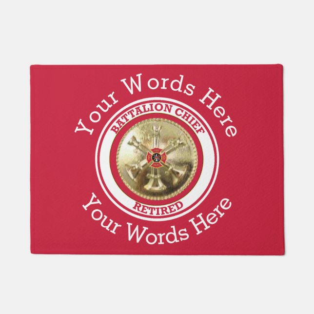 Paillasson Bataillon de pompier retraité Chef Custom DoorMat (Devant)
