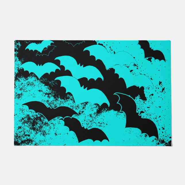 Paillasson Bateaux noirs en vol Turquoise (Devant)