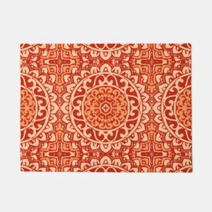 Paillasson Batik du sud-ouest de mandala de Sun, orange de