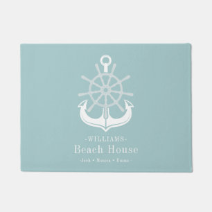 Paillasson Beach House Nom de famille Ancre Turquoise