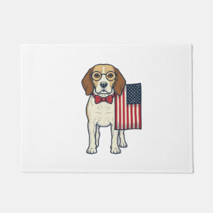 Paillasson Beagle patriotique avec drapeau vintage vector art