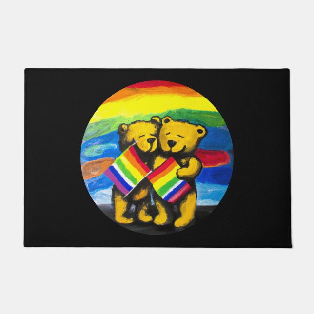Paillasson Bears Love Couple LGBT Arc-en-ciel (Devant)