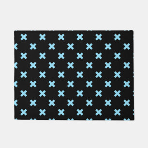Paillasson Bébé croix bleu coutures sur noir