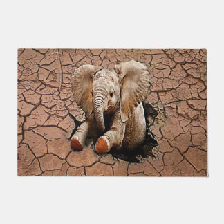 Paillasson Bébé mignon Eléphant Porte 3D| Eléphant Amant Cade