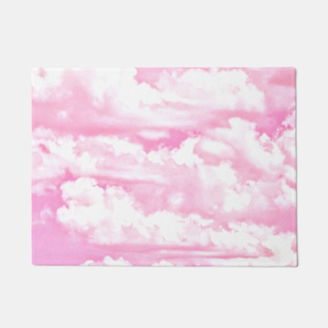 Paillasson Bébé Rose Joyeux Nuages Décor (Devant)