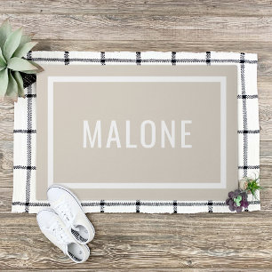 Paillasson Beige clair Nom de famille personnalisé mat de por