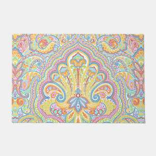 Paillasson Belle Aqua Unique Blue Paisley Art