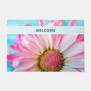 Paillasson Belle Fleur rose Fermer Photo Bienvenue